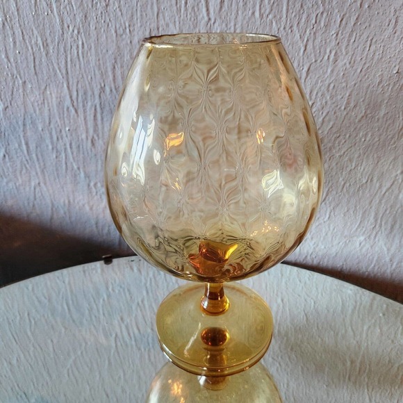 Vintage Other - Empoli Amber Optic Snifter, Vintage Glass, Brandy Barware, Glassware